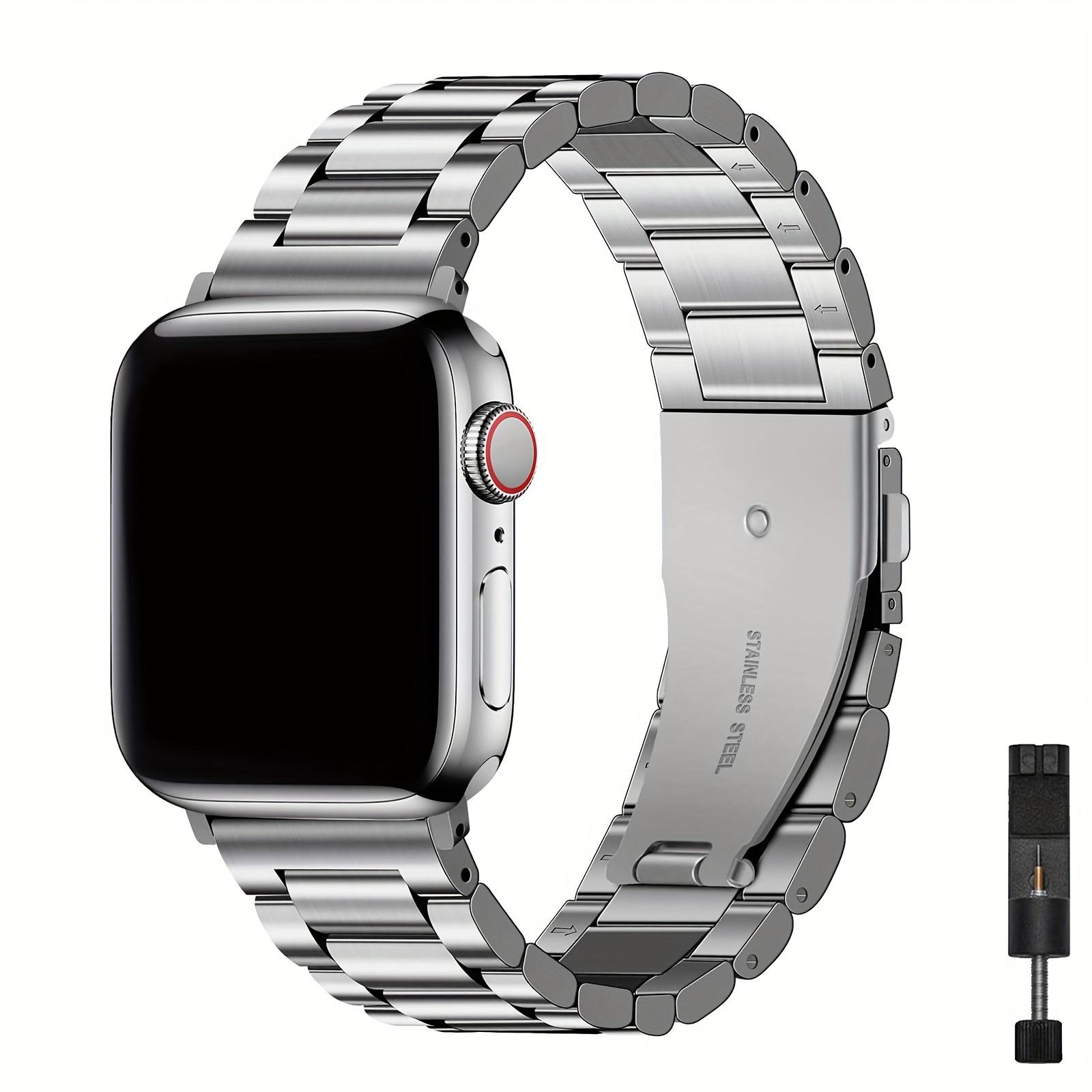 Ремешок для Apple Watch из нержавеющей стали с надежной застежкой Tang и корпусом | Подходит для часов Series 1-Ultra размером 38–45 мм 42444549mm серебряный Correa Top
