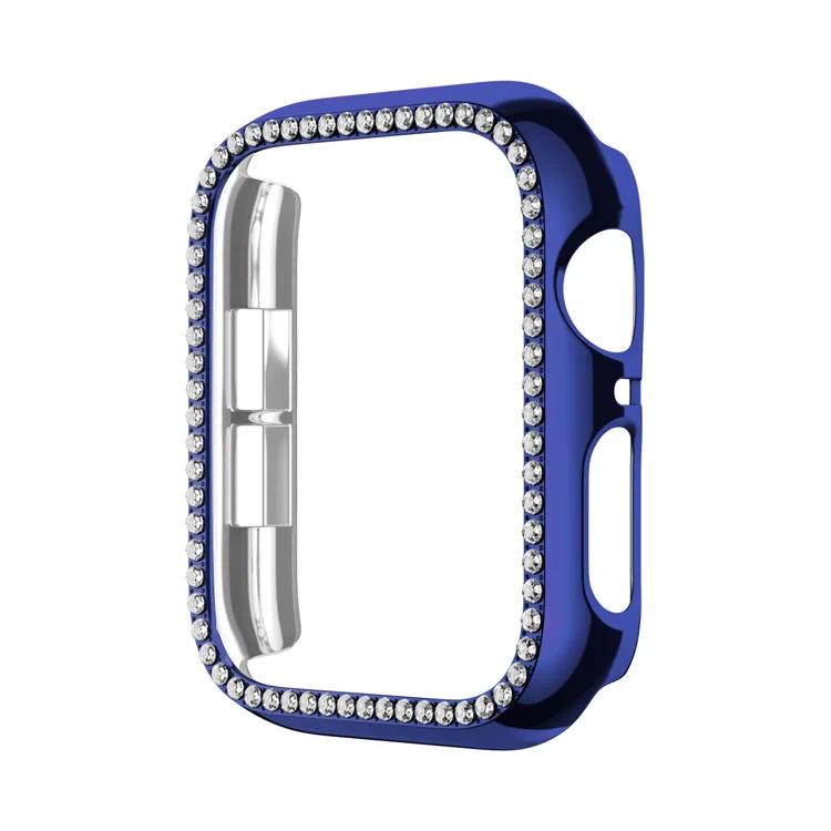 Алмазный чехол для Apple Watch 10 9 8 Case 46мм 42мм 45мм 41мм 44/40мм Блестящий защитный бампер для iWatch series 7 se 6 5 Аксессуары Ultra 49mm полуночно-синий Just Texture