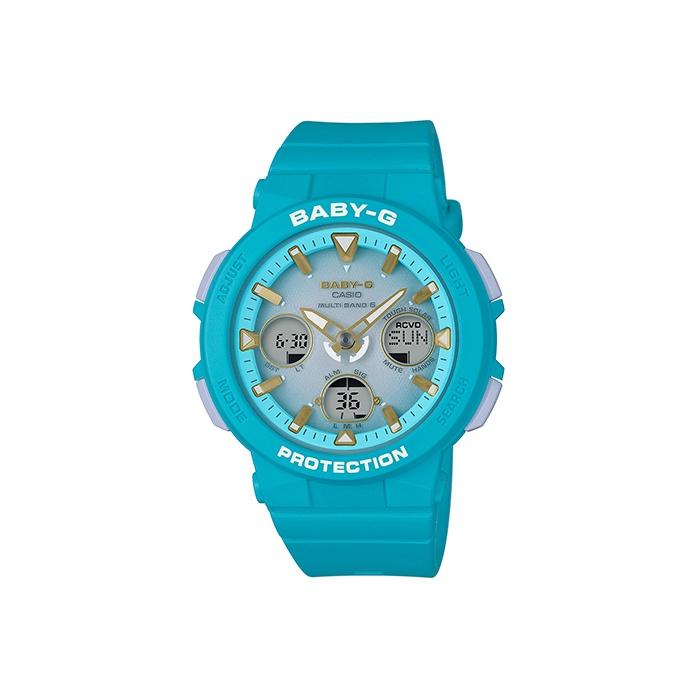 Casio Baby-G Beach Travel Series Solar Powered Six Band Radio Wave Waterproof Sports Quartz Movement Resin Strap Watch Women Watches Blue BGA-2500-2A Blue Strap blue