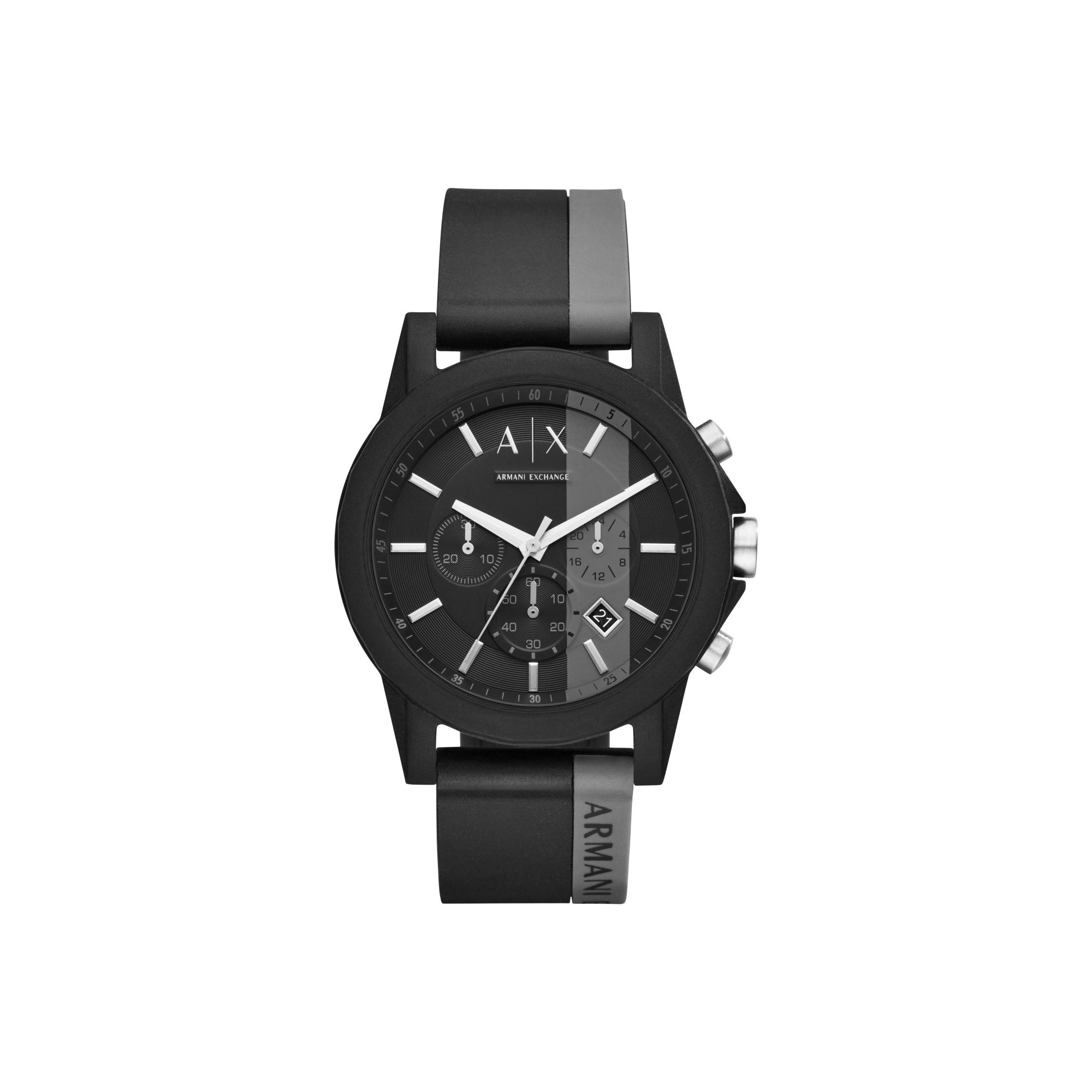 ARMANI EXCHANGE AE Наручные часы Кварцевый механизм Силиконовый ремешок Черный циферблат Мужские часы Подарочная коробка Дарт Вейдер AX1331 Black Dial AX1331 gray