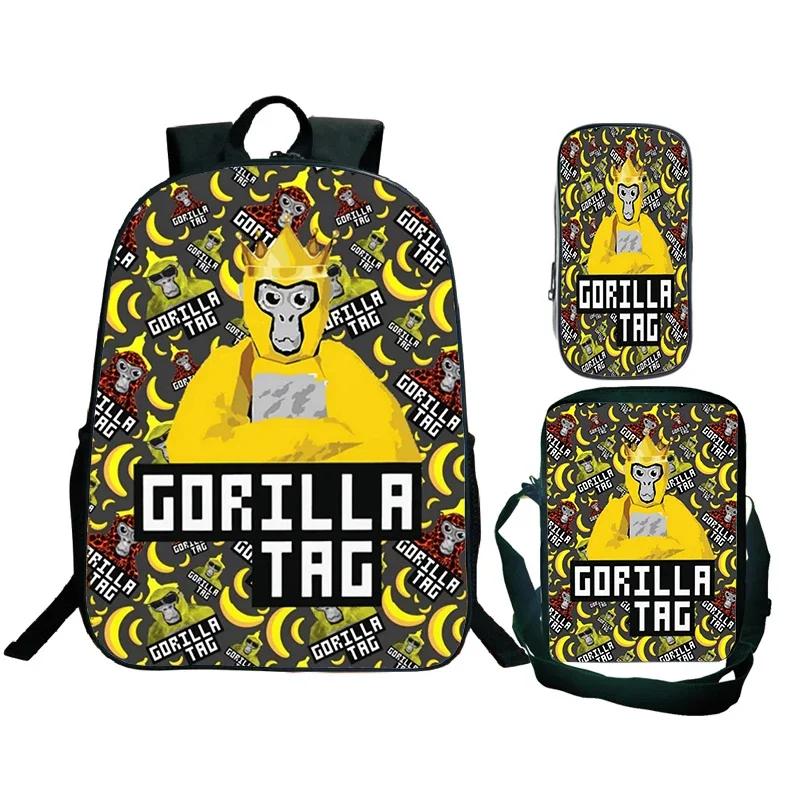 Рюкзак с принтом Gorilla Tag, сумка через плечо, пенал, набор из 3 предметов, школьная сумка для мальчиков, водонепроницаемая, с забавными мультяшными персонажами yellow CozyHomeDecor