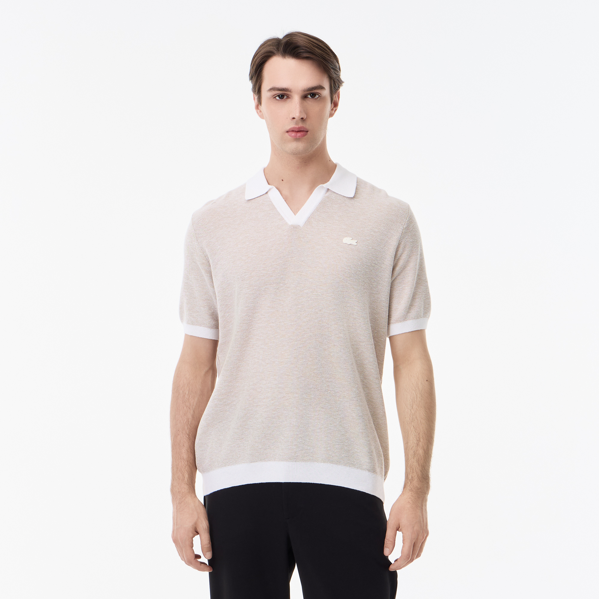 Мужское трикотажное поло Lacoste из смеси органического хлопка и льна