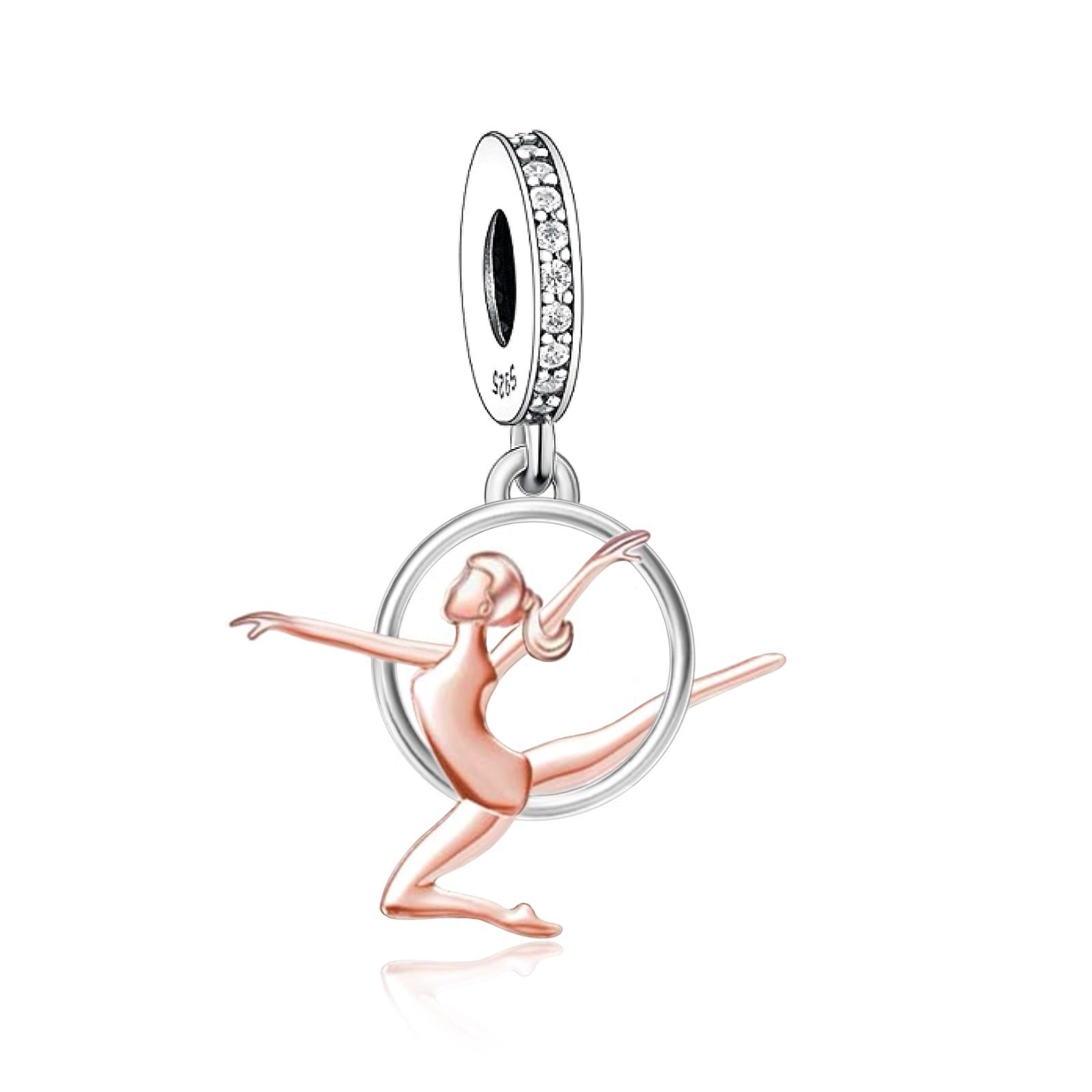 Fit Charm Bracelet 925 Silver Swimming Pole Dance Cheerleader Golf Volleyball Baseball Runner Bead For Making Berloque white TIANGU