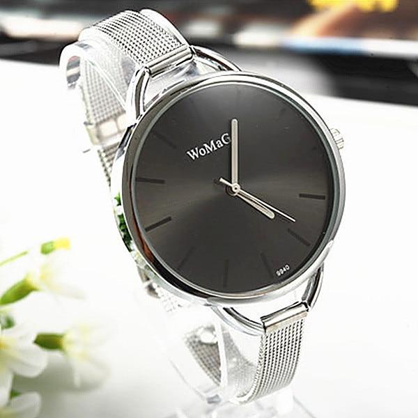 Роскошные золотые женские наручные часы бренда Womage Ladies Ultra Slim Stainless Steele Mesh Mini Bracelet Quartz Watch gray YIRAN Jewelry