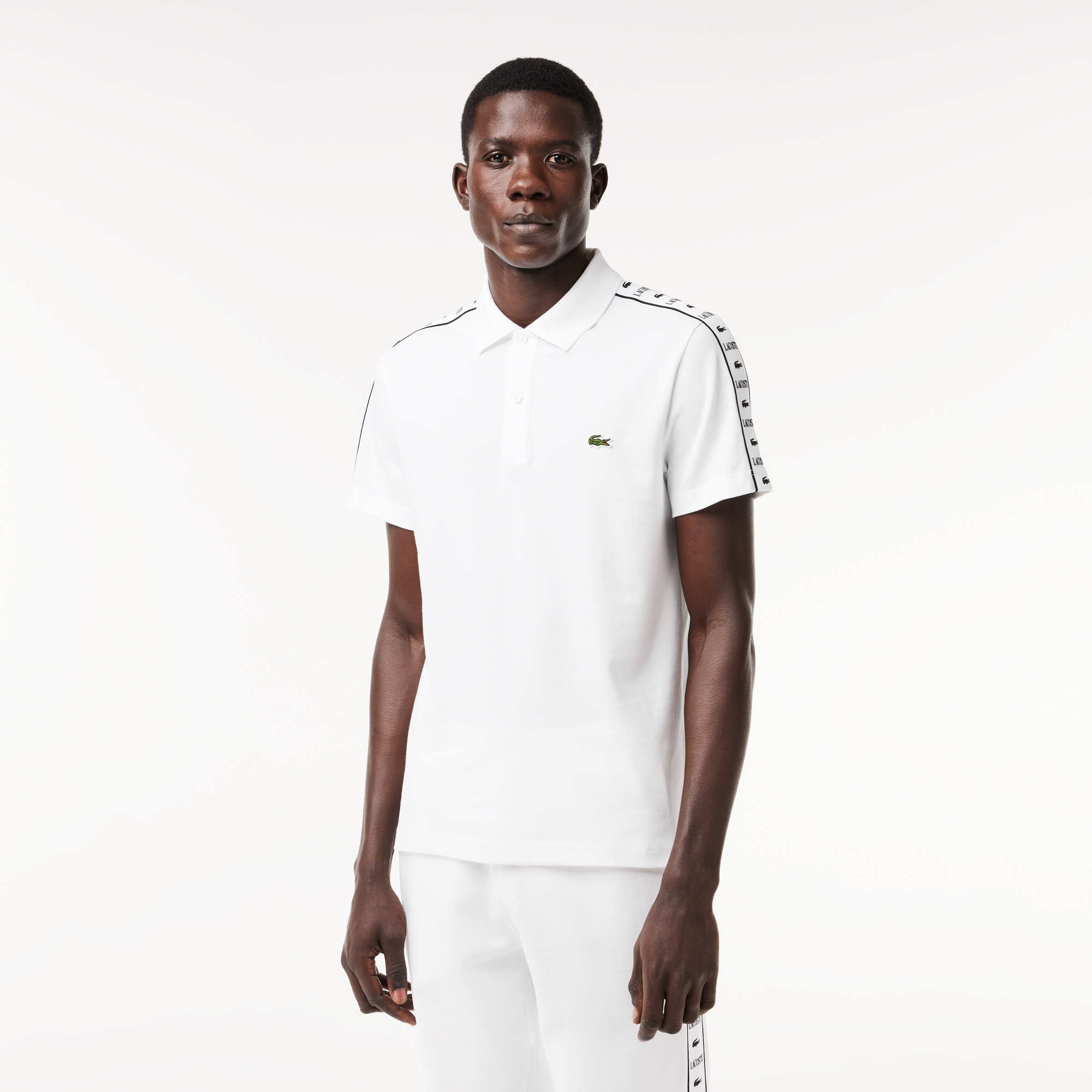 Мужское поло Lacoste с контрастной полосой