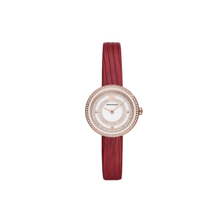 Emporio Armani Watch Quartz Movement Leather Strap 30Mm White Dial 30M Water Resistant Women watches AR11532 Regular Watch Box white