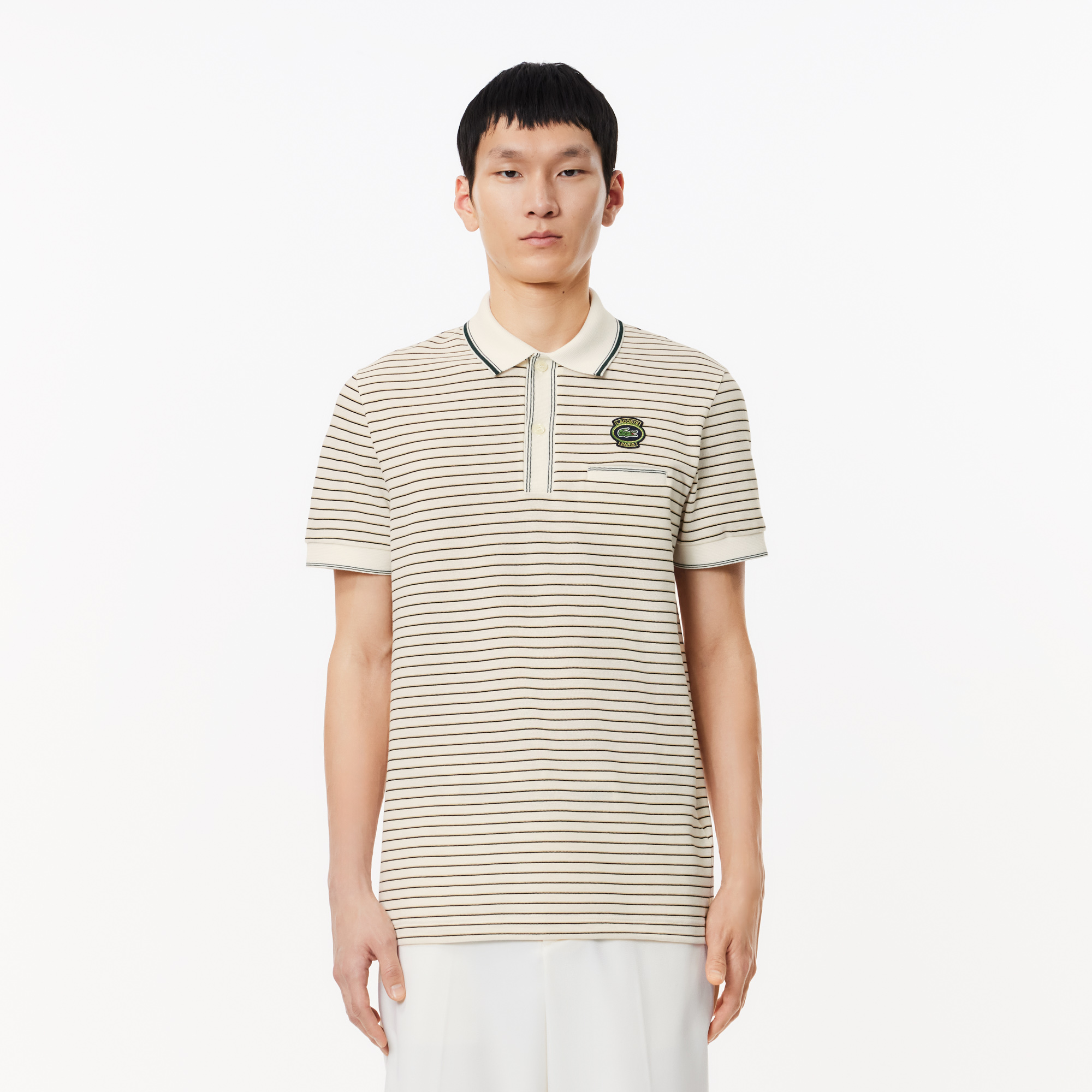 Мужское поло Lacoste в полоску