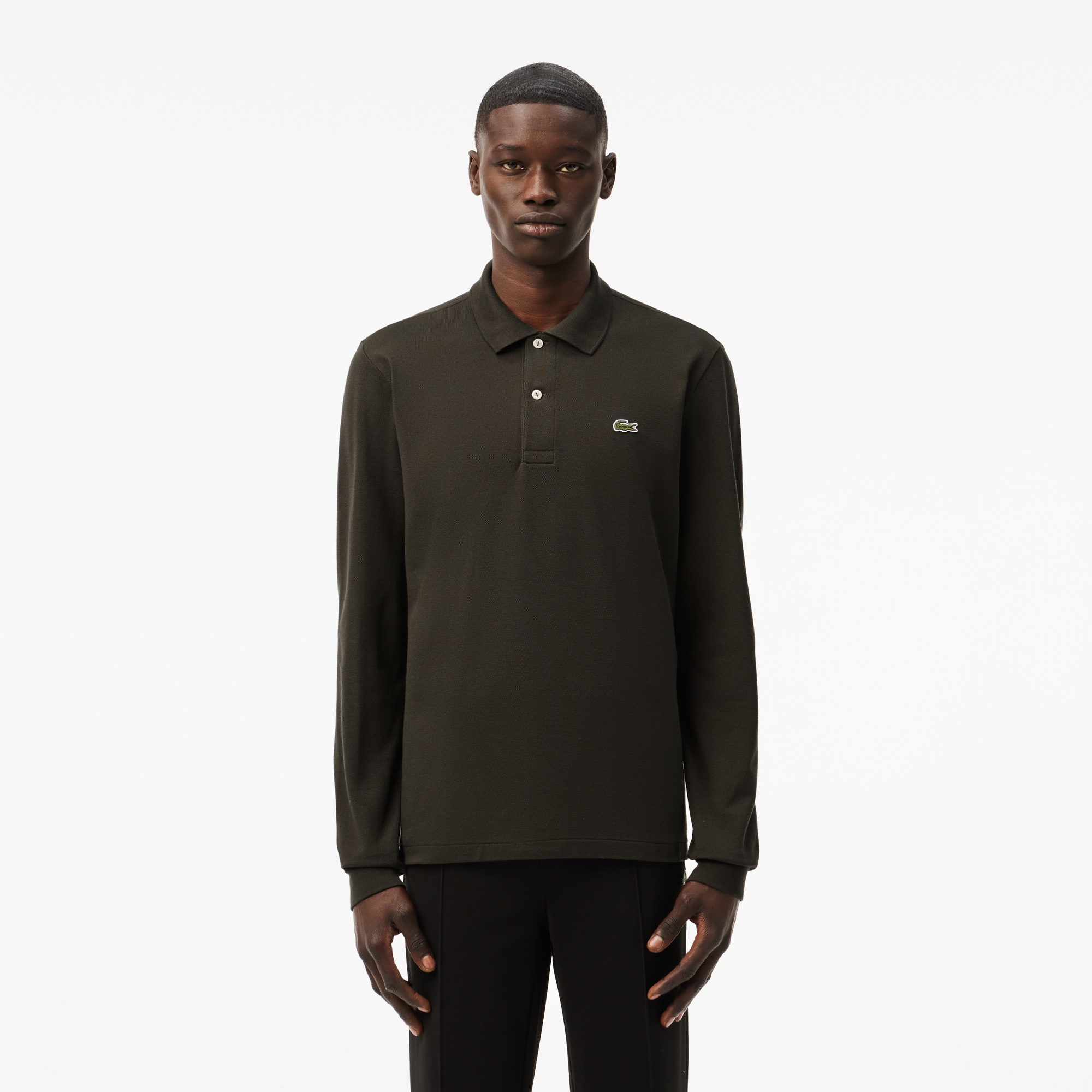 Мужское поло Lacoste L.13.12 классического кроя с длинным рукавом