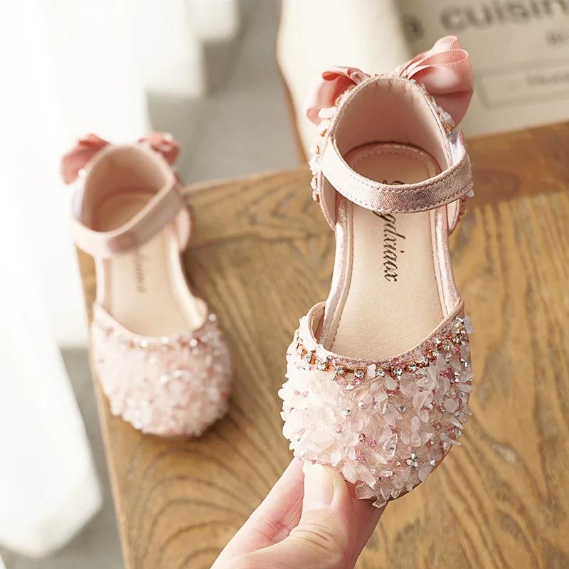 Zapatos Niña 2024 Летняя новая обувь для девочек, сандалии для девочек на мягкой подошве, модная обувь для принцесс, детская универсальная кожаная обувь для девочек 21insole13.3cm розовый Sole Style