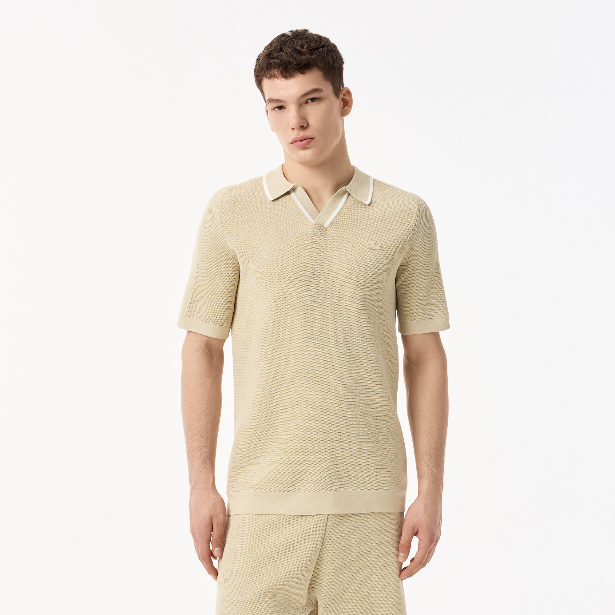 Мужское вязаное поло Lacoste из вискозы