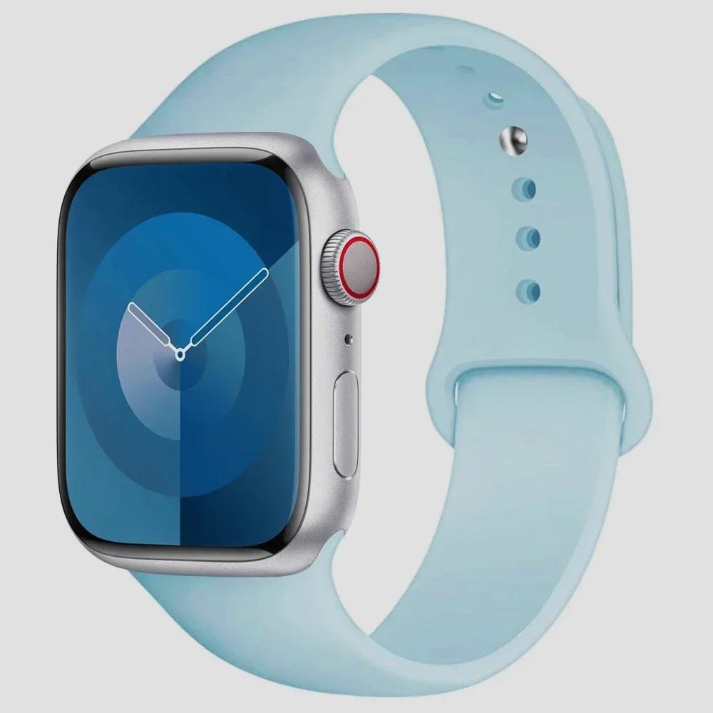 Силиконовый ремешок для Apple Watch Band 44 мм 40 мм 45 мм 41 мм 49 мм 42 мм 45 44 мм браслет iwatch series 7 se 3 5 6 8 9 Ultra 2 ремешки 38mm-40mm-41mm S-M gray Aura Living