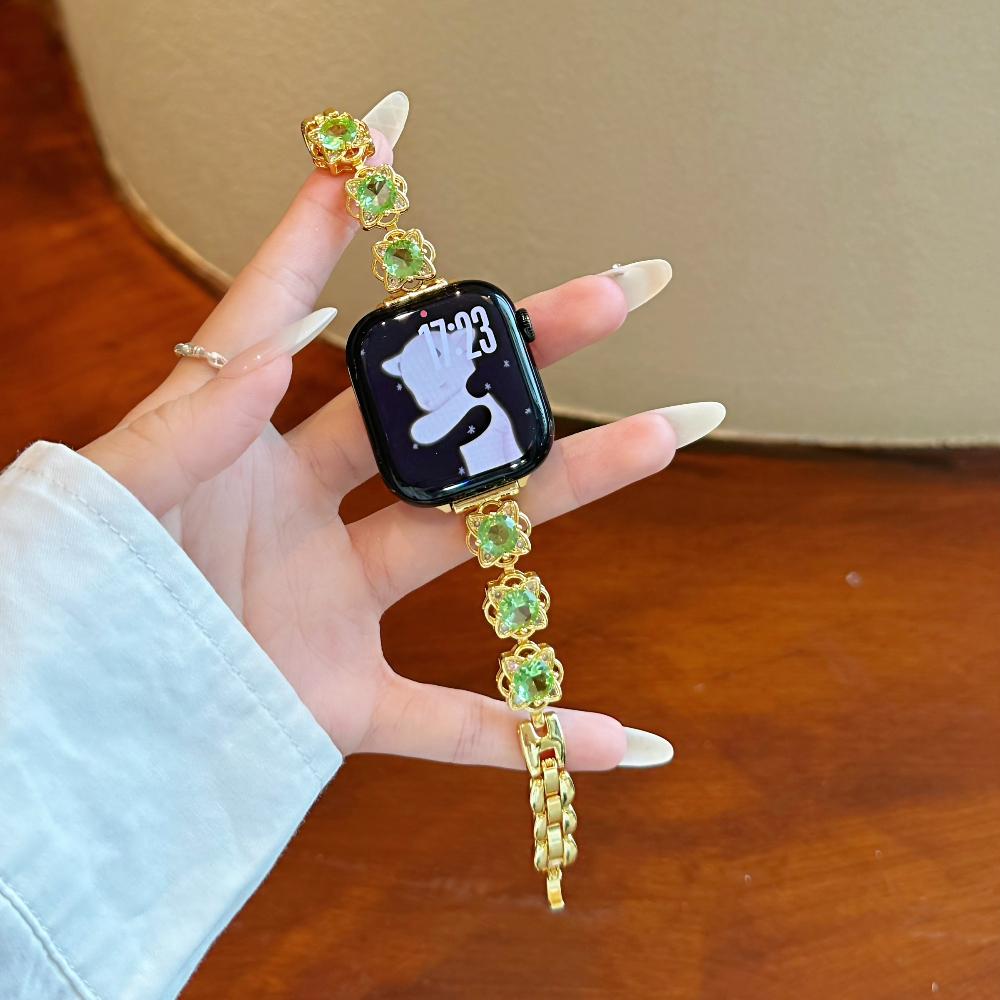 Sugar Color Diamond Compatible For Apple Watch Ultra band 49mm 40mm 42mm 44mm 45mm 38mm for iWatch Series 11/10/8/7/6/SE/9 Fashionable Handmade Strap 38/40/41/Series11/10 42mm золотой LULU-3C