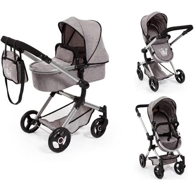 Коляска для кукол Bayer Design 2в1 Глубокая и прогулочная Kombi Neo Vario 18410AA gray Storr.pl