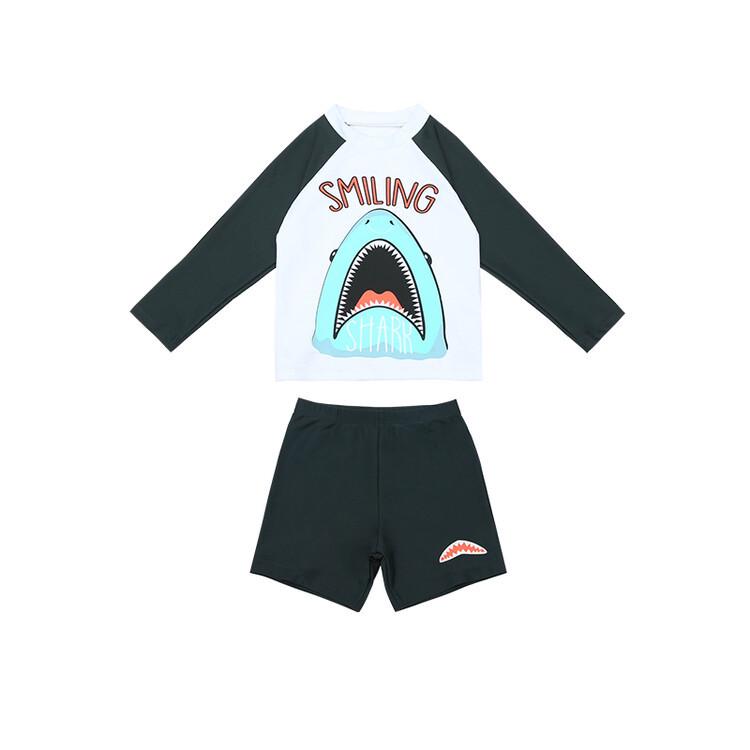 2024 Детский праздничный купальник с длинными рукавами Baby Shark и шортами - Пляжные купальники для мальчиков с защитой от ультрафиолета 100 чёрный BabyBloom Shop