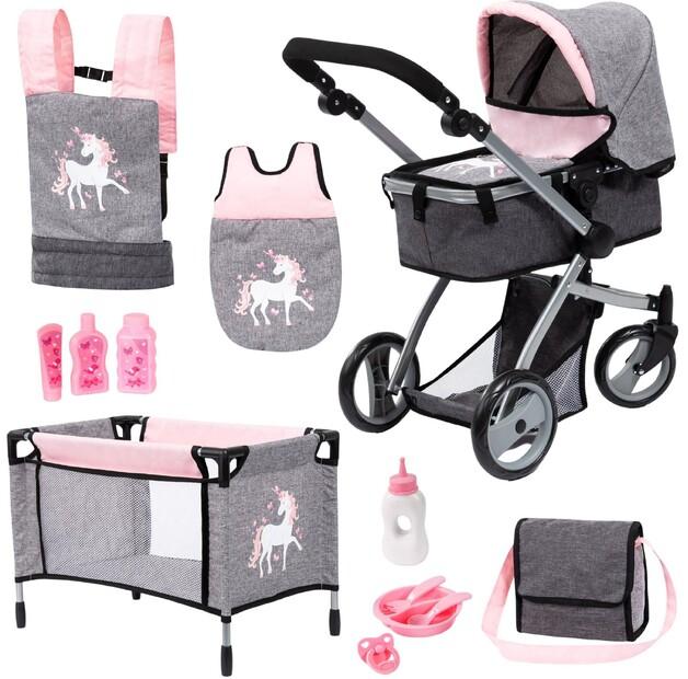 Коляска для кукол Bayer С аксессуарами 42cm gray Storr.pl
