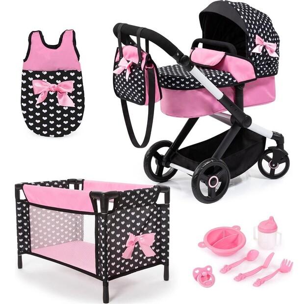 Коляска для кукол Bayer Design Xeo с аксессуарами pink Storr.pl