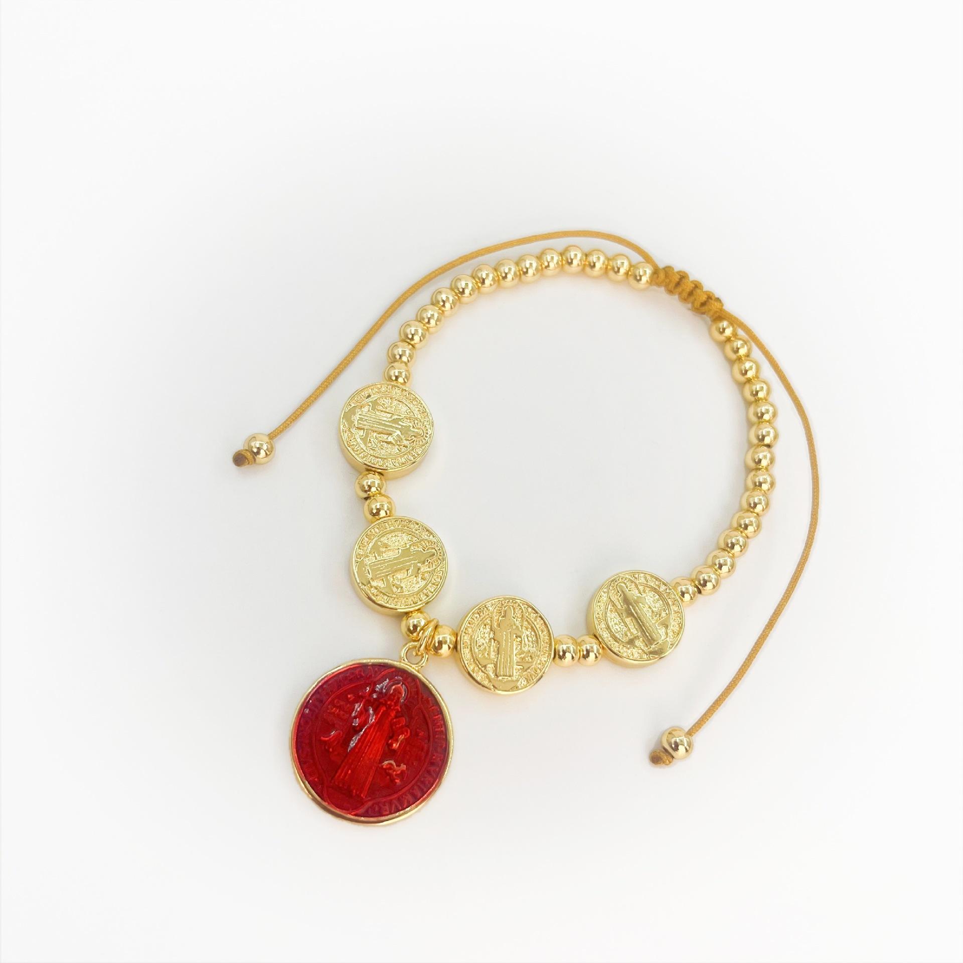 Madonna Pendant Beaded Bracelet Hand-Woven Retro Literary Steel Ball Bracelet Women красный More Car Parts