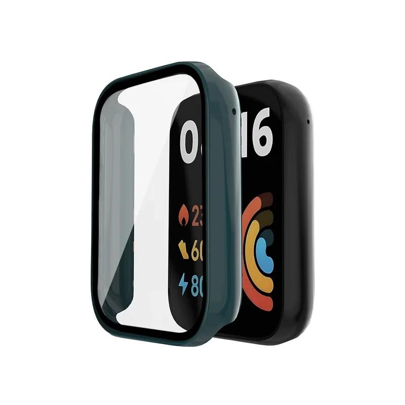 Стекло+чехол для Xiaomi Mi Band 8 SmartWatch, защитная пленка для экрана, защитное стекло для ПК, закаленное стекло для Mi Band 8 Pro, аксессуары For Mi Band 8 Pro зелёный Foucsontop