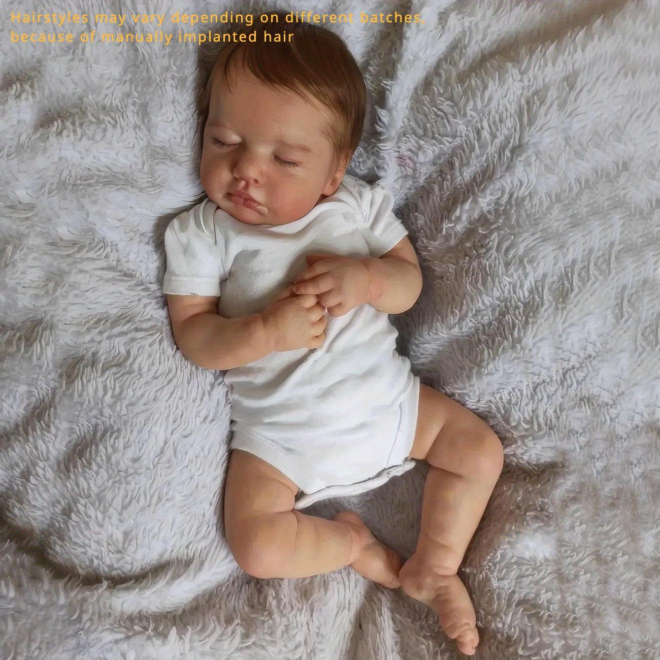 BZDOLL 50 см Кукла Реборн с 3D-раскрашенной кожей и видимыми венами, мягкими виниловыми конечностями и тканевым телом, 20 дюймов Спящий новорожденный Бебе Девочка Детский подарок на день рождения cloth body doll gray BZDOLL Reborn