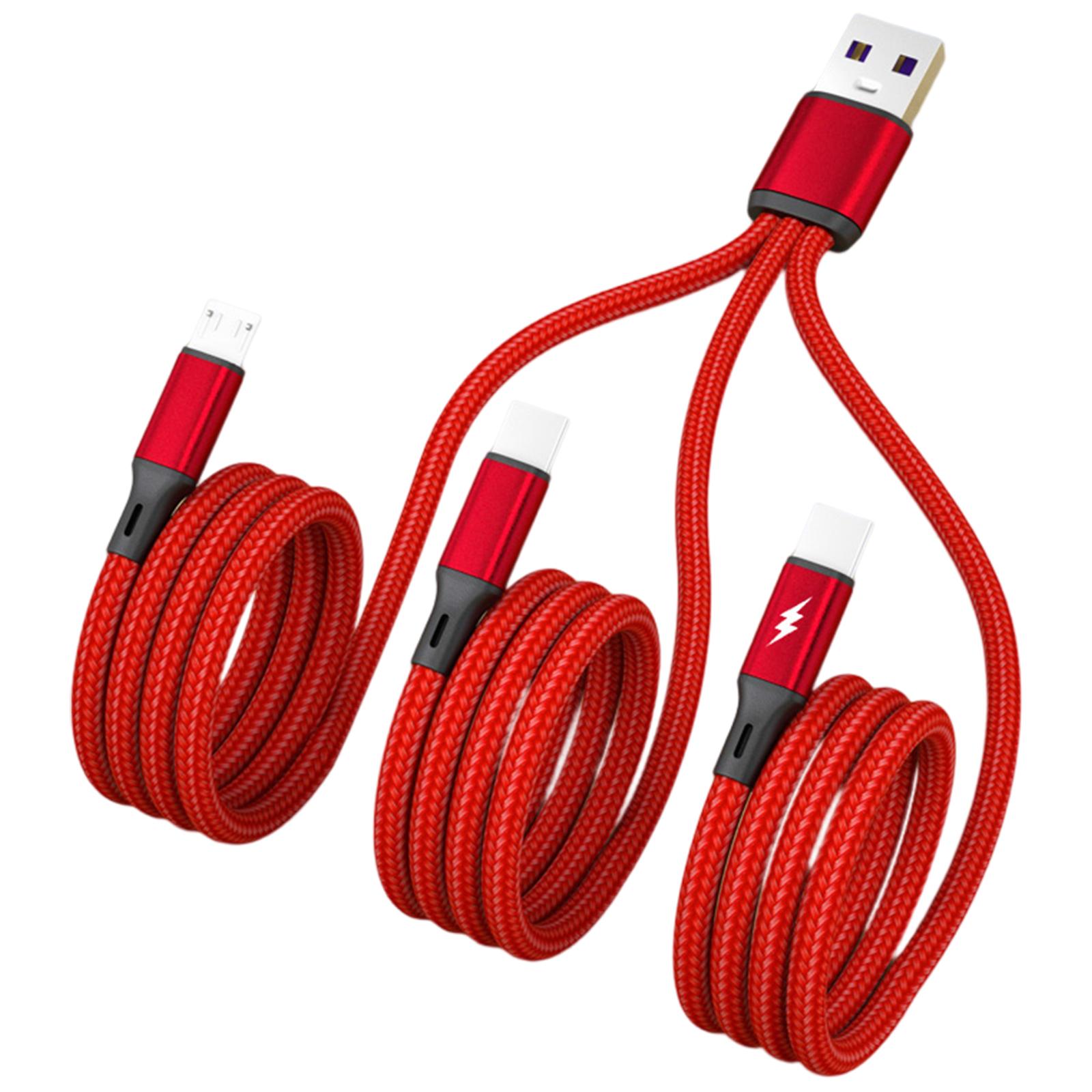 Многопортовый USB-кабель для зарядки 5 В, 3-в-1, кабель-зарядное устройство для синхронизации данных с двойным портом Type-C/Micro-USB для мобильных телефонов/планшетов красный Walking by the world