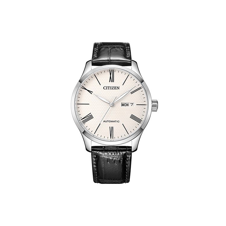 Citizen Classic Mechanical Series Business 50m Waterproof Automatic Mechanical Movement Leather Strap Watch 40.3mm Men watches White NH8350-08AB White Shopping Bag white