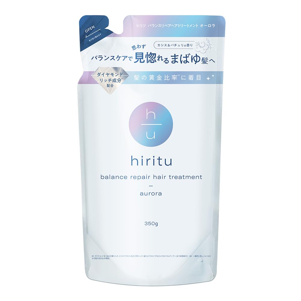 Hiritu Восстанавливающая маска для волос Balance Repair Aurora [Серия Ultimate Shine] - От frizz, Восстановление повреждений, Очищение PPT и аминокислотами, Черная смородина и Пачули Refill 350g white J-Subculture beauty products