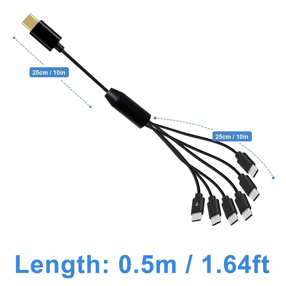 Разветвитель USB C Многопортовый USB C на USB C Кабель 6 в 1 Type C Штекер Зарядный кабель для Android Samsung Планшета и Устройства TypeC black Digital Electronic Products 1