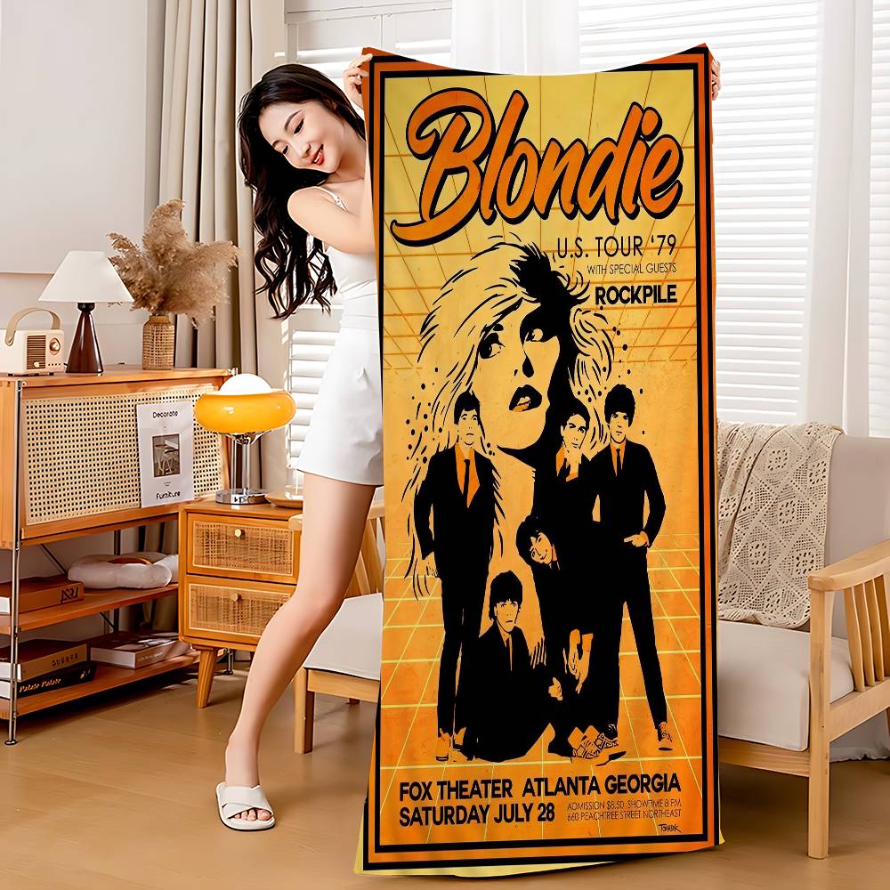 Панк-рок группа B-Blondie Микрофибра Пляжное полотенце Впитывающее Быстросохнущее Мягкое Йога Плавание Курорт Альпинизм Полотенце W40*H60(CM) orange Ka Chen Muda