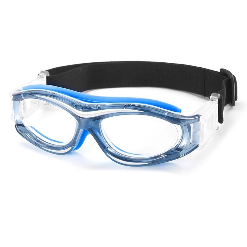Professional sports eyeglass frames for myopia can be fitted with prescription lenses, anti-slip eye protection for football and running/Children s Transparent blue frame wi black king huwai