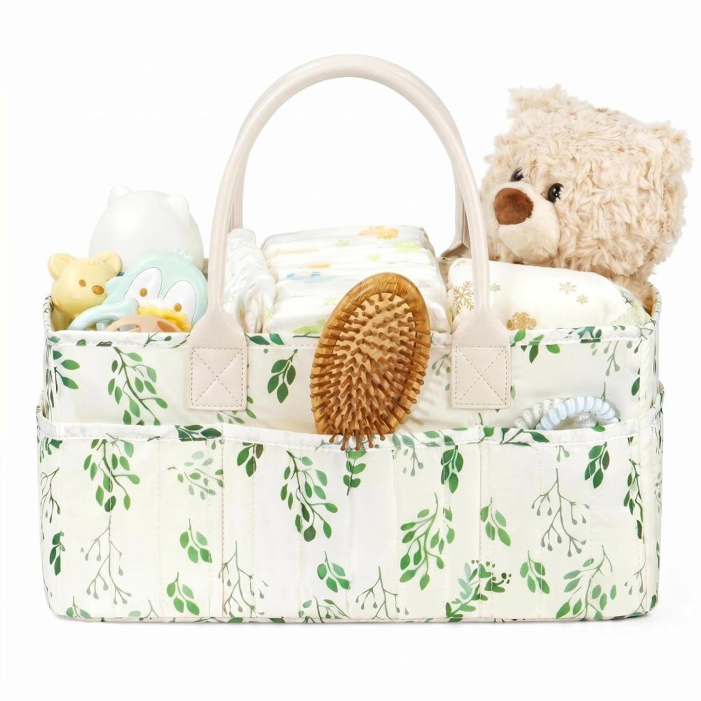 Floral Nursery Storage Basket Large Capacity Diaper Bag  Gift for Baby Shower E beige Liuun369