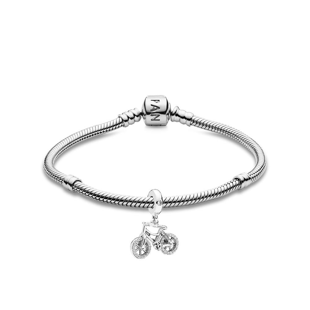 Pandora Bicycle Set 925 Silver Bracelet Unisex Bracelet ZT24092226A Box+Shopping Bag,17 white