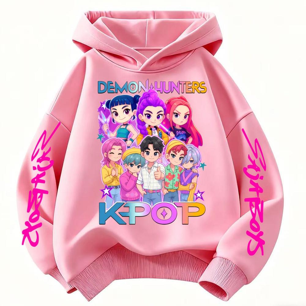 Модная повседневная толстовка для девочек, новинка из фильма, детские K-Pop топы с капюшоном, одежда для маленьких девочек KPop DeCasual, одежда для девочек 100 pink Anime Enthusiast Hoodie