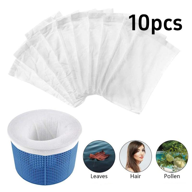 50pcs Fine Mesh Pool Skimmer Socks Pool Filter Screen Filter Socks Garbage Cover Pool Skimmer Swimming Pool Dust Cover For Pools white Good Household Items