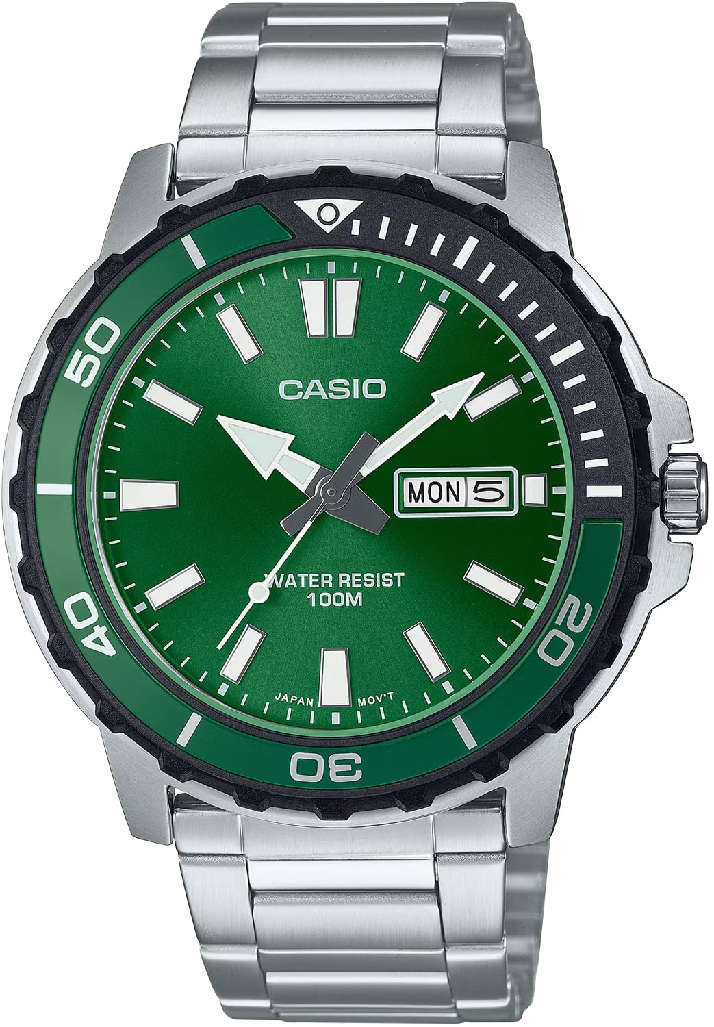 CASIO - Наручные часы - MTD-125D-3AV - Стандартные кварцевые 10 АТМ Водонепроницаемые Международная модель Мужские часы, Устойчивые, Зеленый - Зеленый, Мужские black