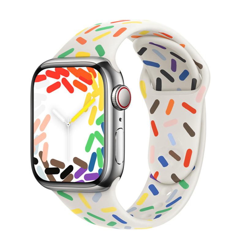 Ремешок Pride Edition для Apple Watch, ремешок 44 мм, 45 мм, 40 мм, 38 мм, 42 мм, 44 мм, резиновый браслет-ремень, серия iWatch SE 3, 4, 5, 6, 7, 8, ультра 49 мм 38-40-41mm-SM белый WHOP-A1