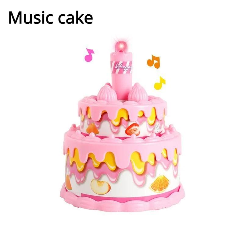 Birthday Cake Toy With Lights & Music Pretend Play Food Kitchen Toy Princess Tea Time Toy Dessert Gift For Toddlers Girls Boys pink Tianyi 3