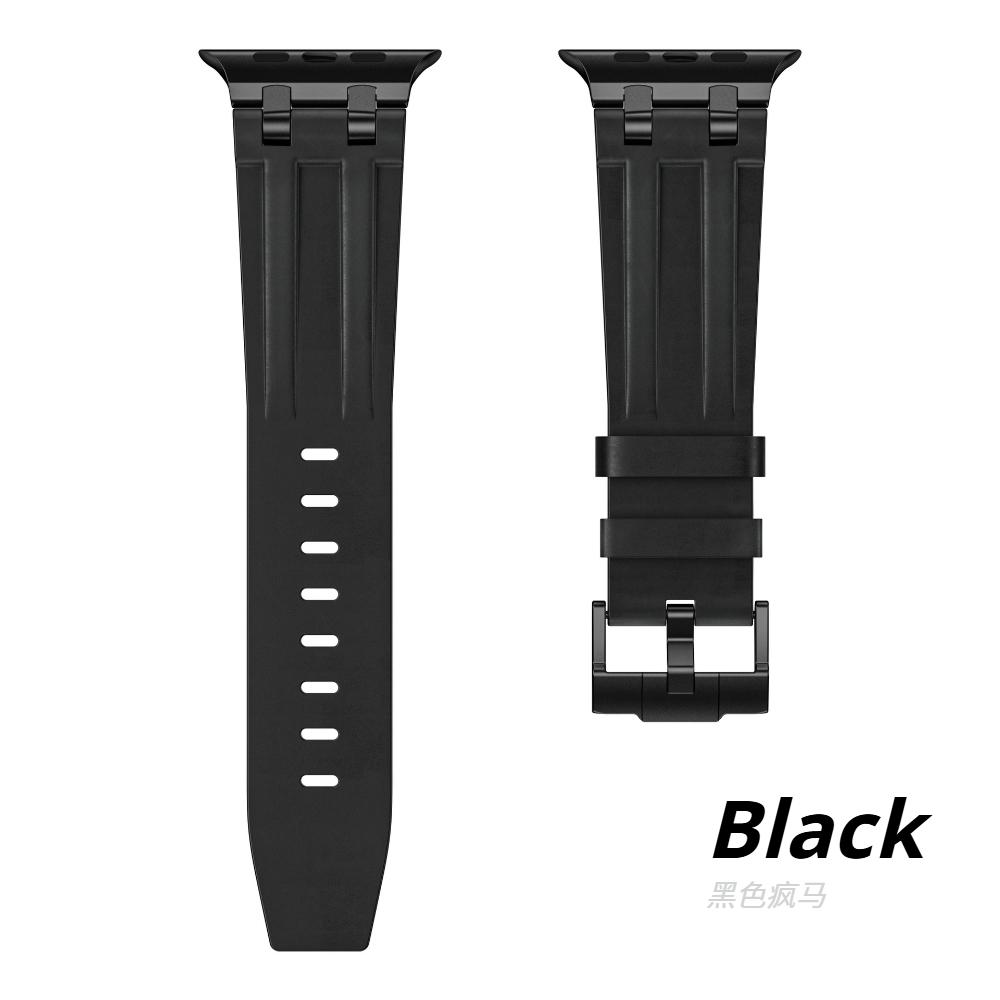 Кожаный ремешок для Apple Watch Series 11 46 мм Ремешок 45 мм 44 мм 42 мм Мужской браслет для IWatch Ultra 3 49 мм 10 9 8 7 6 5 4 Se3 42MM 44MM 45MM 49MM чёрный XIAOLU Watch Accessories