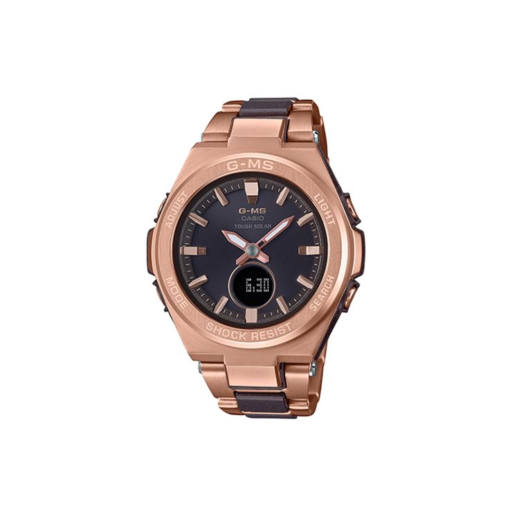 Casio Baby-G Casual Lightweight Solar Sports 150m Waterproof Quartz Movement Stainless Steel Strap Women watches Black MSG-S200CG-5A Random Watch Box,Rose Gold black