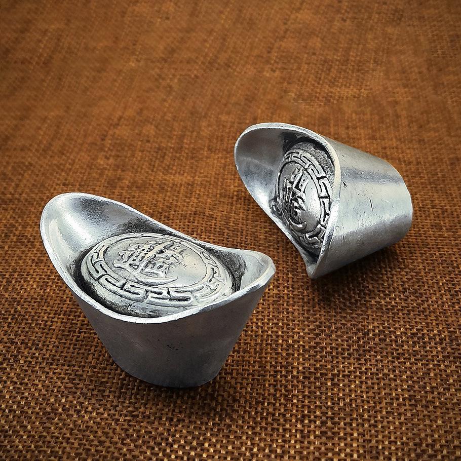 Qing Dynasty silver ingots, ancient silver ingots, film and television silver props, antiques, solid silver ingots gray Queen mall