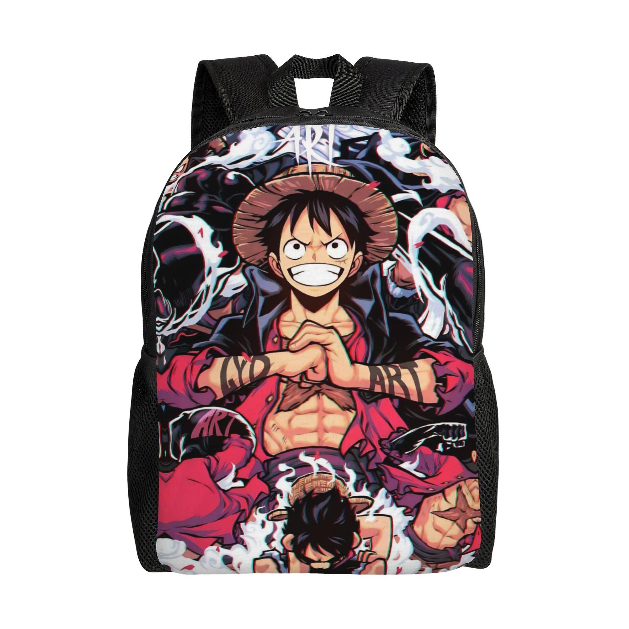 One Piece  ACE Backpack for Men Women Cool High School Work Daypack  Laptop Computer Shoulder Bag with Pocket One Size black DR-clothing