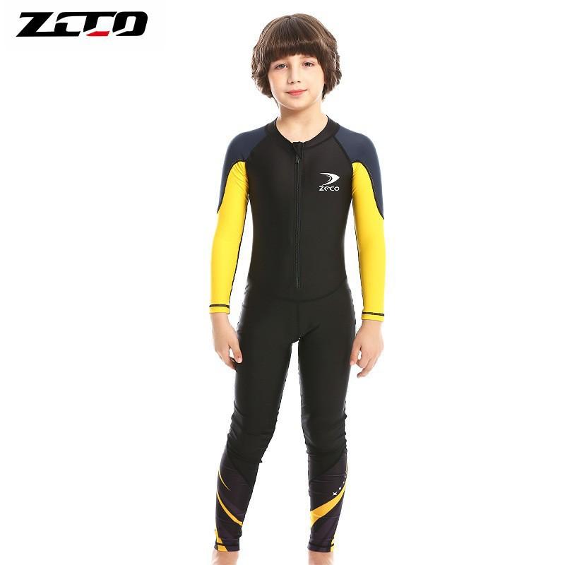 Kids Rash Guard Swimsuit With UV Protection Long Sleeve One-Piece Swimming Diving Outdoor Water Activities XXS 2-3Y жёлтый Fortune Mall