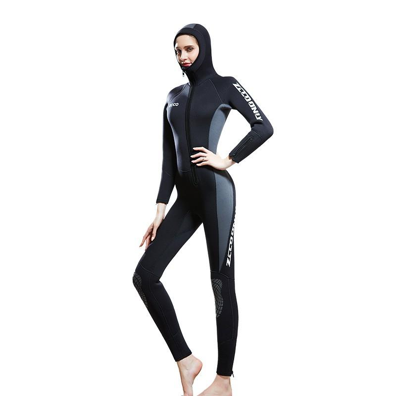 5mm Neoprene Wetsuit Snorkeling Surfing Swimming - Full Body Long Sleeve UV Protection Thermal Suit Men Women XS black Fortune Mall