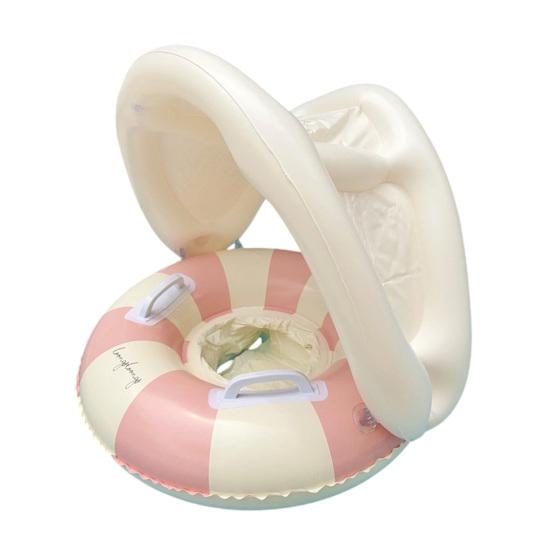 Baby Swim Ring with Detachable Canopy Inflatable Striped Pool Float Seat Wit... розовый Sports Stuff