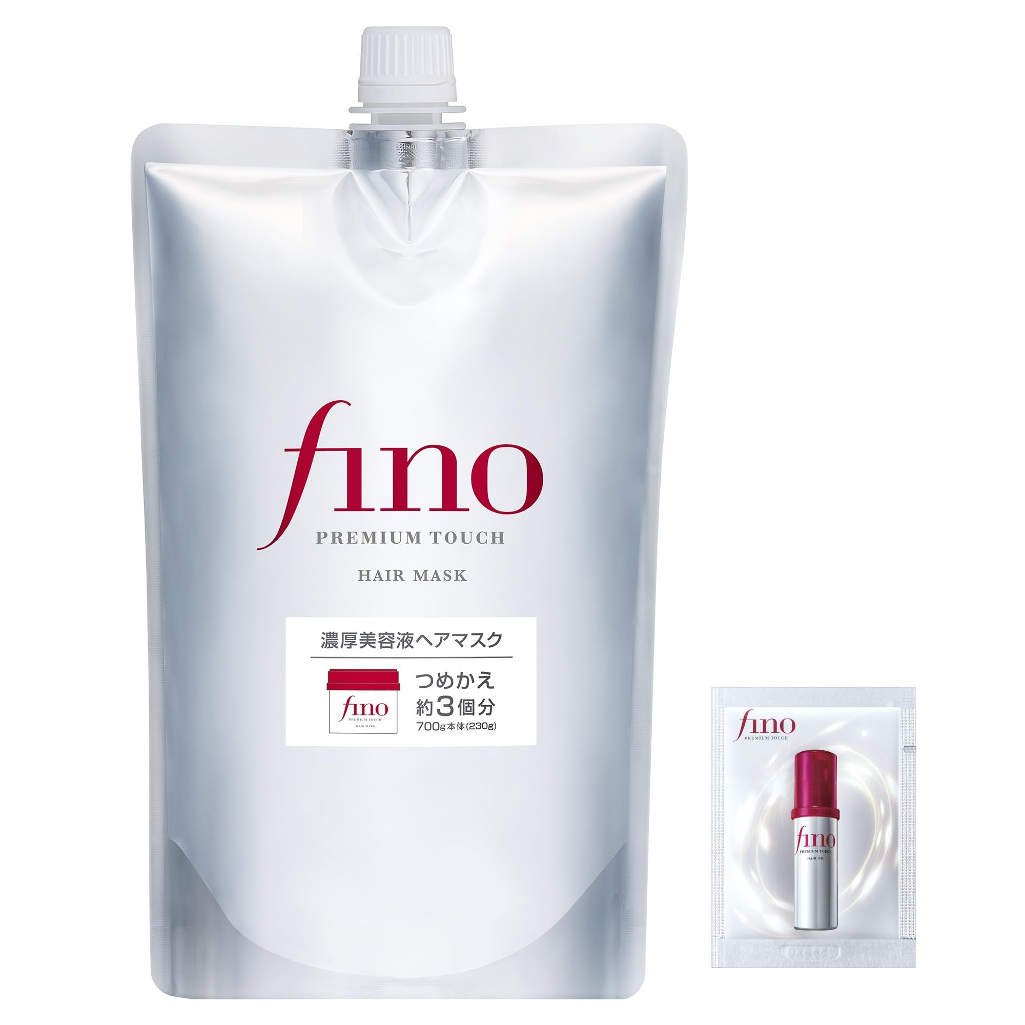 Набор сменных блоков увлажняющей маски для волос Fino Premium Touch Rich Serum Hair Mask с пробным пакетиком для восстановления поврежденных окрашенных волос. Эффект: восстановление, блеск, сохранение цвета, уход. white Grateful Japan