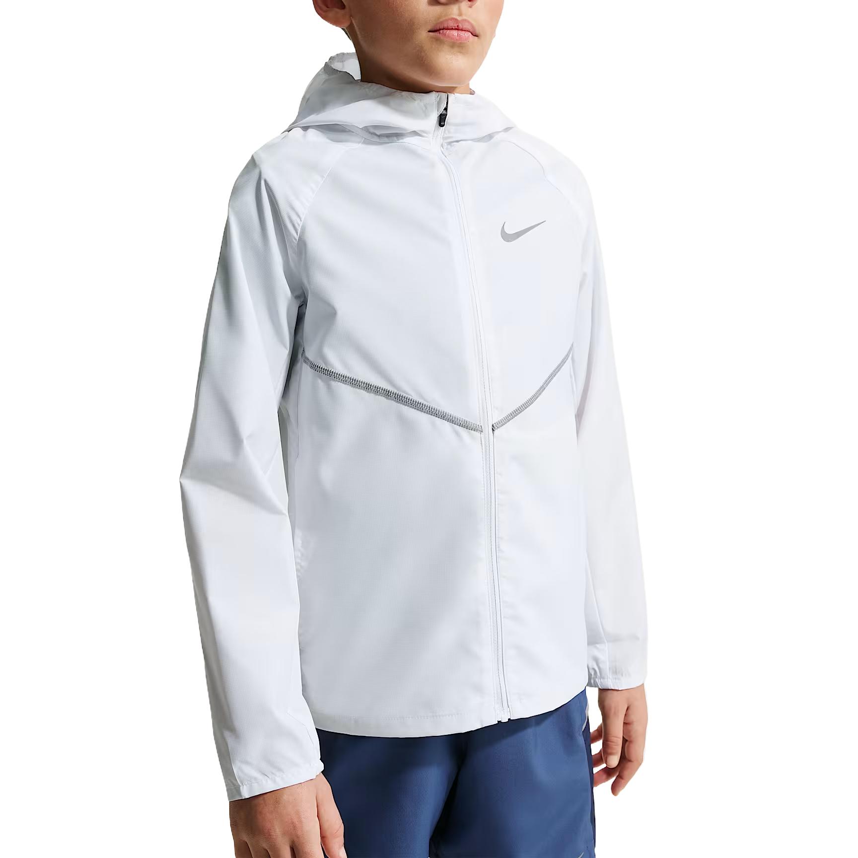 Водонепроницаемая тканая куртка с капюшоном Nike Miler для детей куртки IO3389-100 XS white