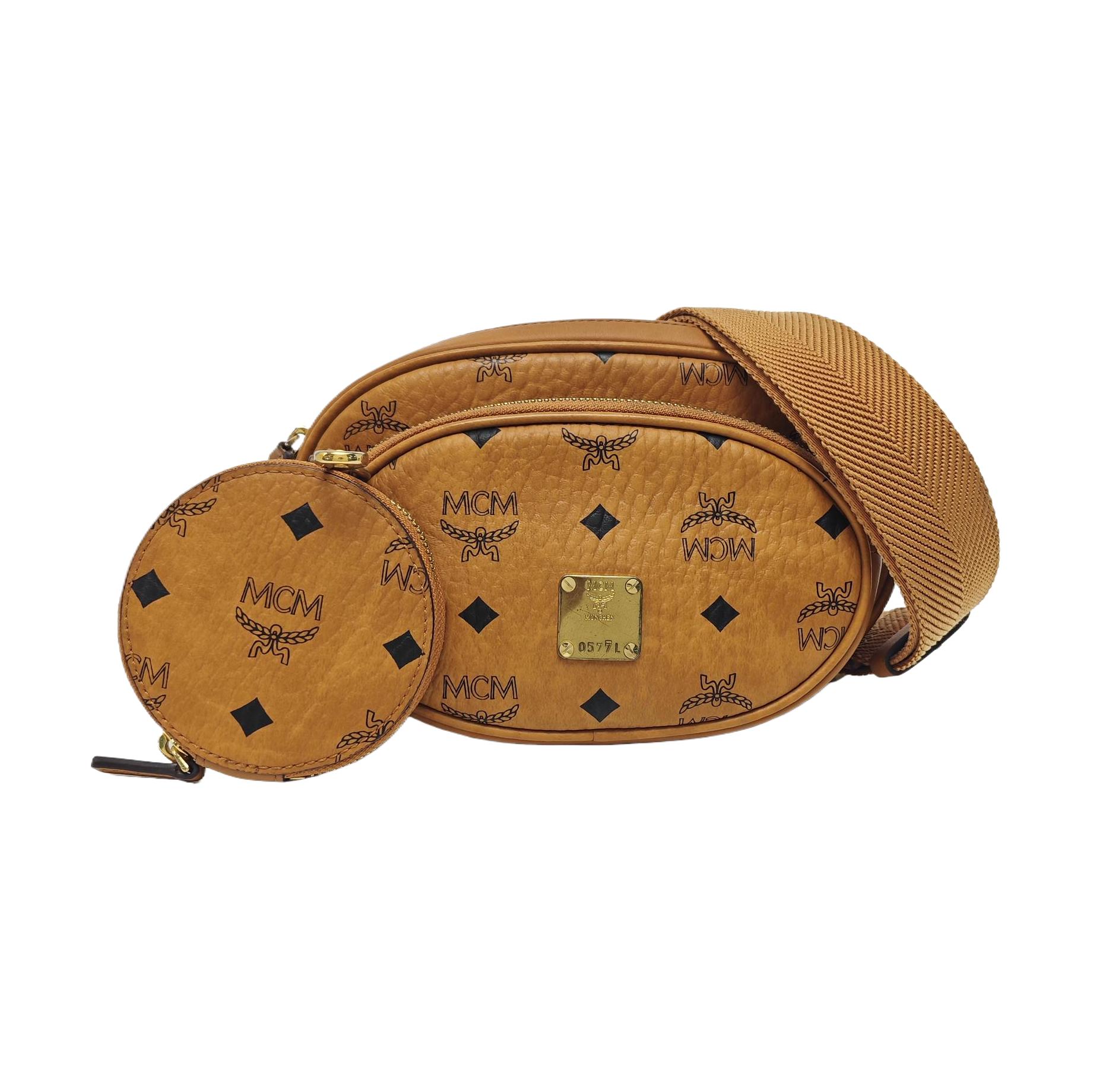 [Pre-Owned] Monogram Print Multifunctional Leather And Canvas Three-In-One Crossbody Bag - Good #359E3A ONE SIZE brown MCM