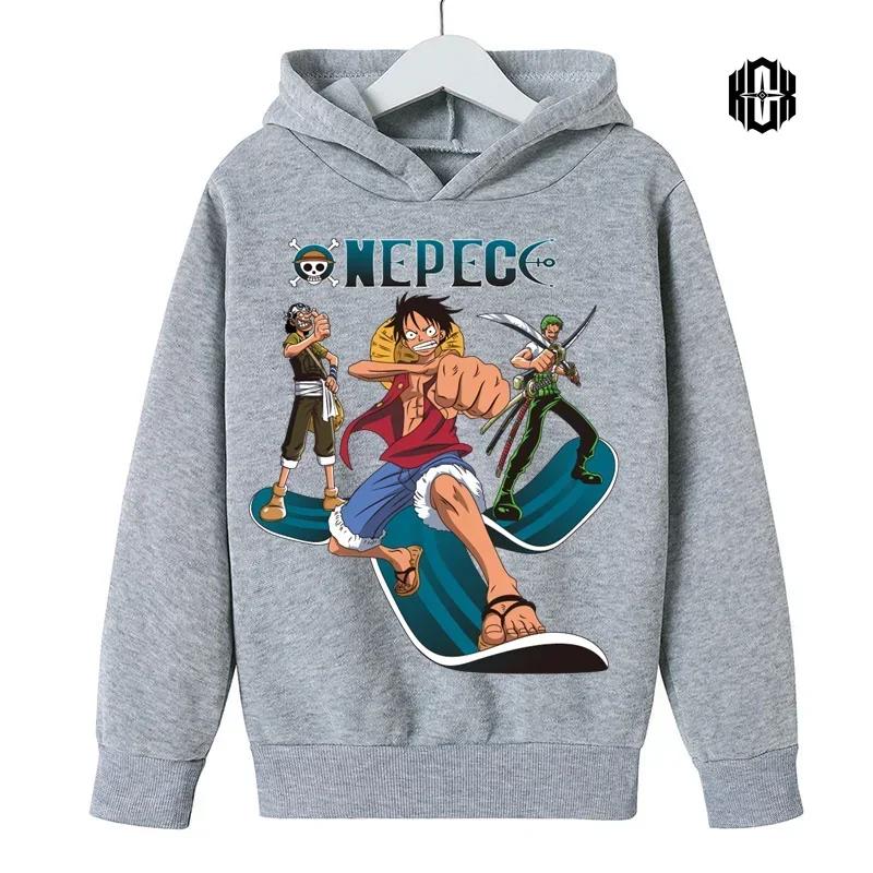 Японский аниме мультфильм графический свитшот для детей One Piece Roronoa Zoro Funny Luffy Ullzang 100cm gray WE BELIEVE