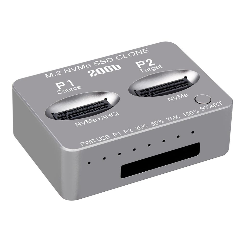 Док-станция-клон M.2 NVME с двумя отсеками Gen2X 20 Гбит/с M.2 SSD Корпус USB3.2 Type C Внешний жесткий диск Коробка для M2 SSD M Key SSD gray Luminaire Lighting Mall