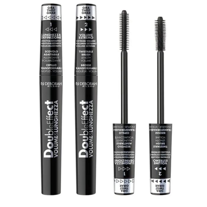 Тушь для ресниц Deborah Milano Double Effect, черная black Cosmetara Charm Co.
