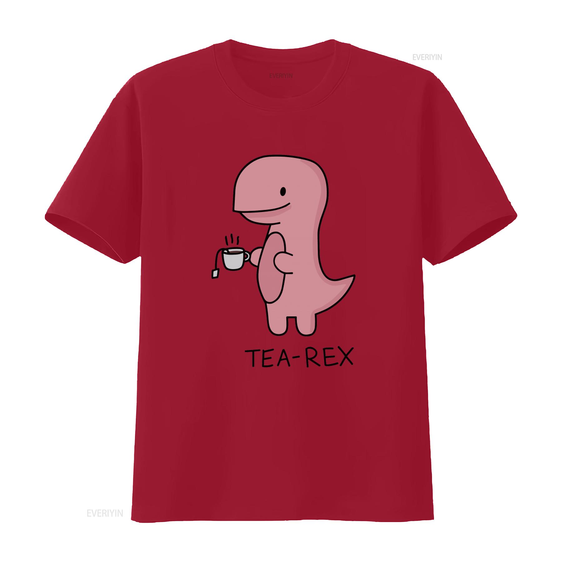 Tea Rex T Dinosaur Funny Meme Shirt Gamer Cult Movie  vintage Washed Stylish Top For Everyday Wear Soft Breathable Slightly S pink ZheXiong TEE